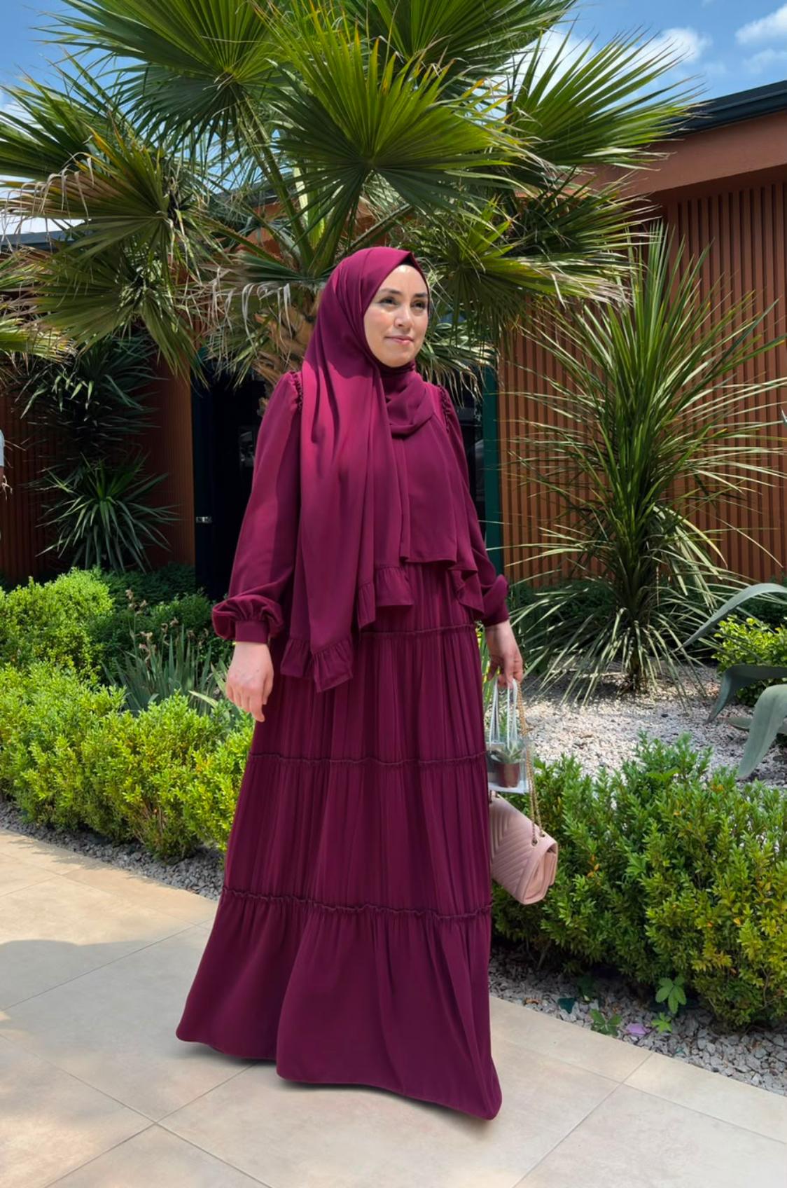 Hafsa Elbise Vişne - Görsel 2